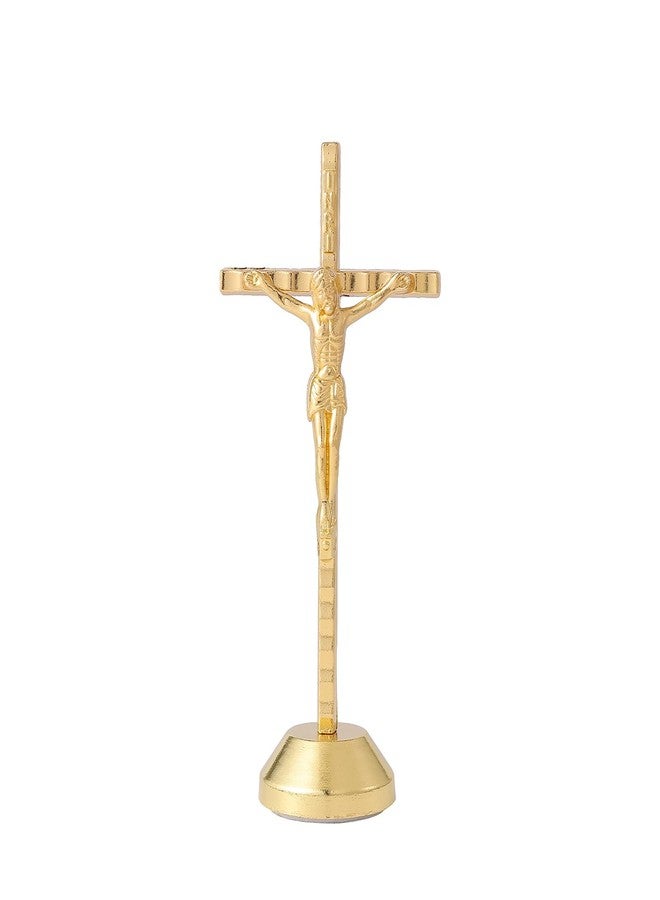 Imerance Crucifix Wall Cross Small Metal Slender Catholic Crosses Golden Cross Wall Décor(4.72inches - Golden) - Image 2